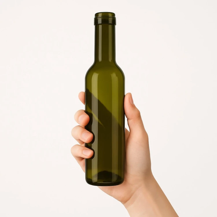 mala butelka na wino 350ml, 375ml oliwkowa bimberek