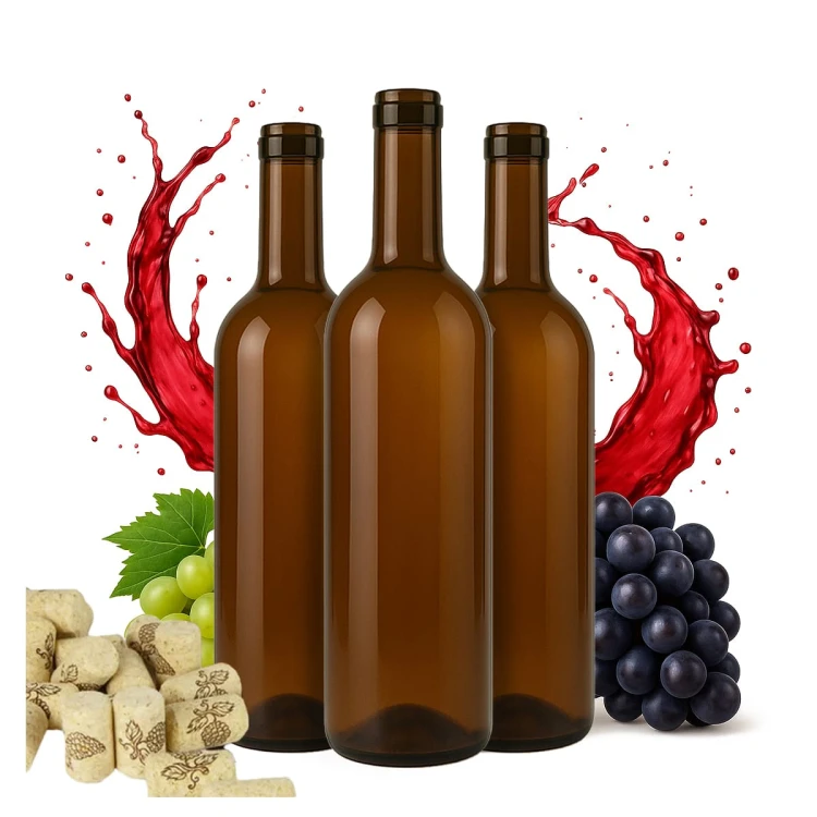Butelka na wino brazowa bordeaux bimberek zestaw