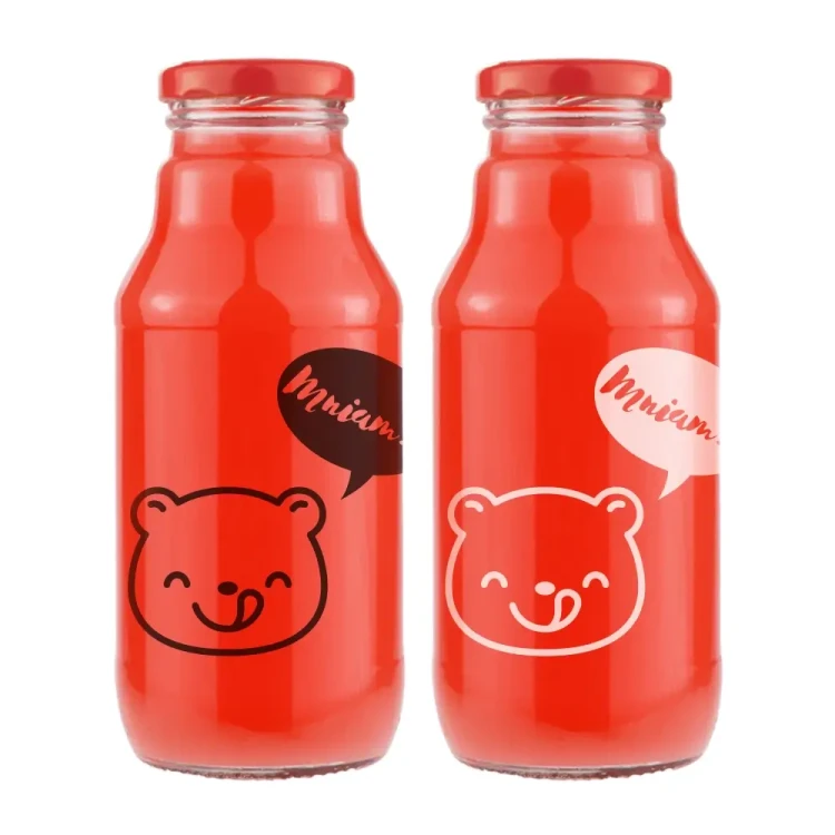 Butelka znnadrukiem na sok kubus bialym 330ml 1