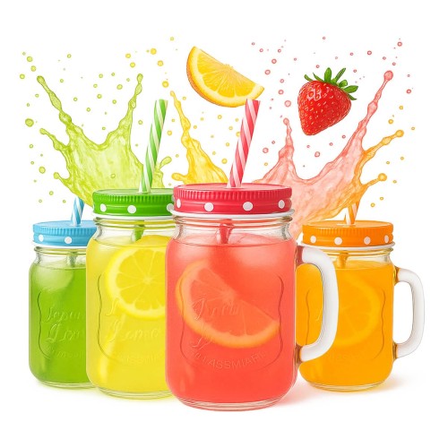 ozdobny Kubek z uchem na 450ml z rurka na lemoniade bimberek