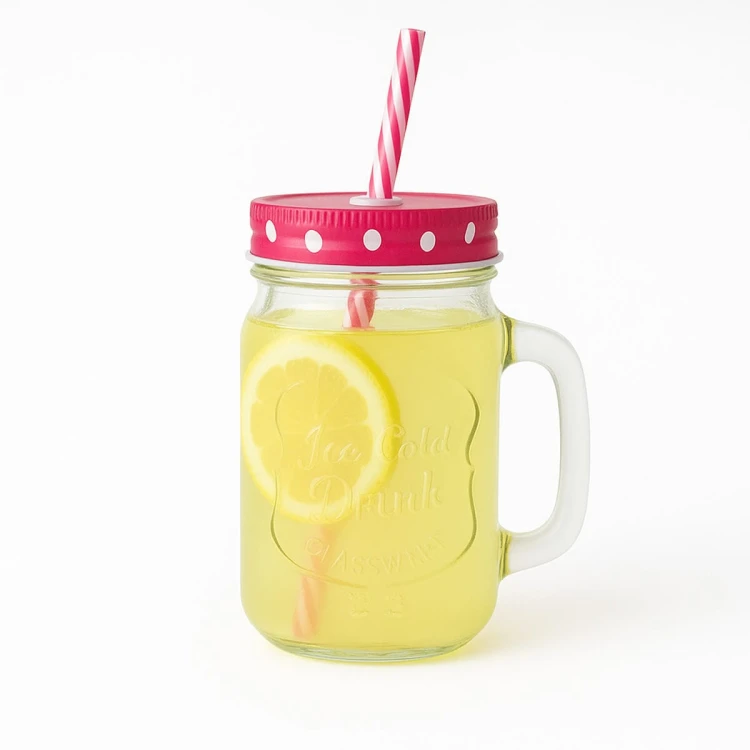 Kubek z uchem na 450ml z rurka na lemoniade bimberekrozowy
