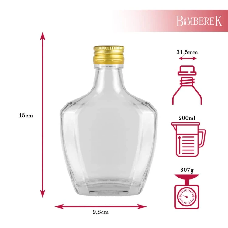 Butelki szklane ozdobne Pasjo 200ml bimberek wymiary