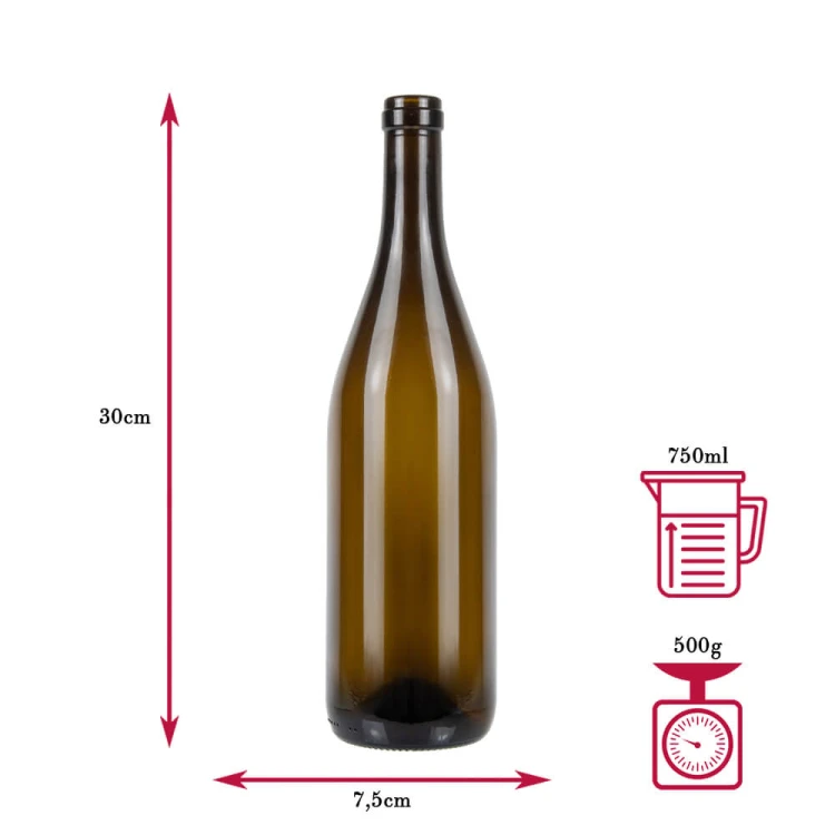 Butelka na wino Burgundy wymiary bimberek
