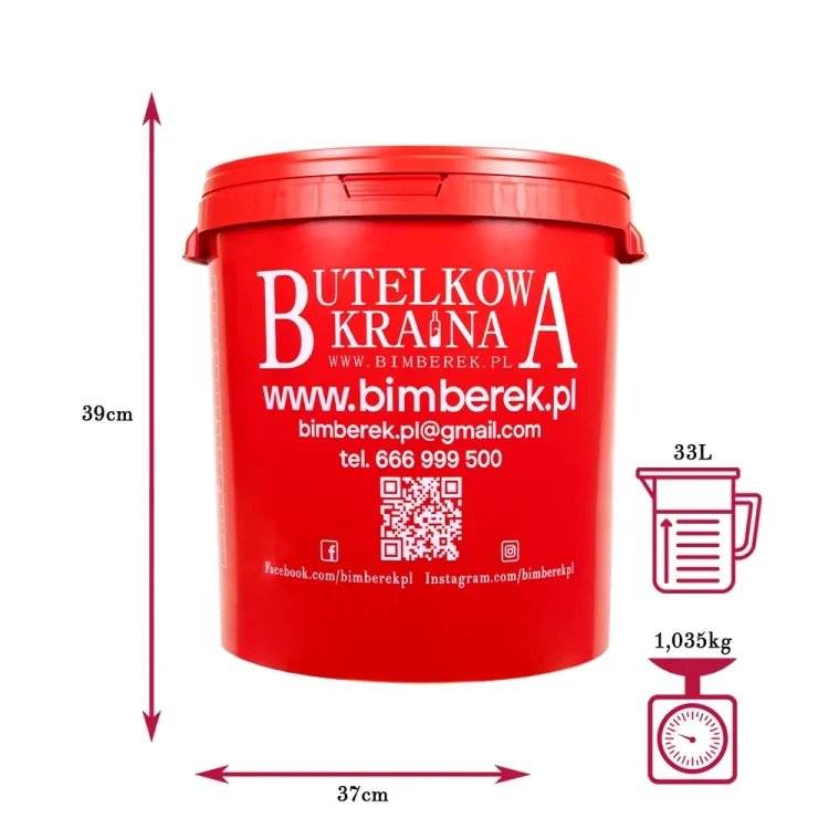 Czerwone wiadro fermentacyjne wymiary bimberek