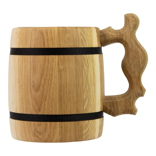 Drewniany naturalny kufel 500ml ozdobny Bimberek