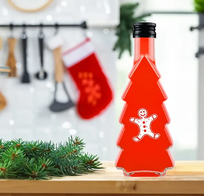 Butelka choinka 500ml z nadrukiem swiatecznym bimberek