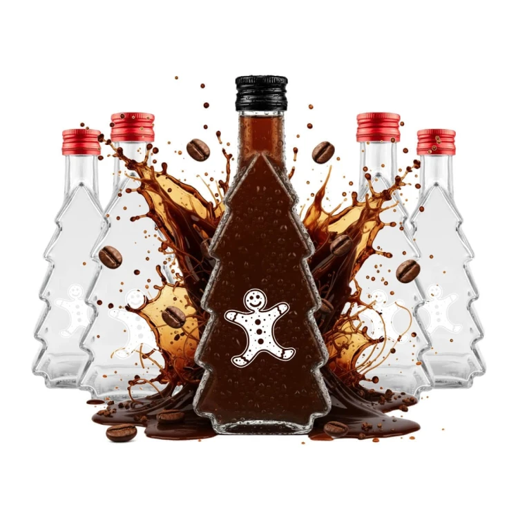szklana butelka swiateczna chopmik 500ml z nadrukiem bimberek zestaw