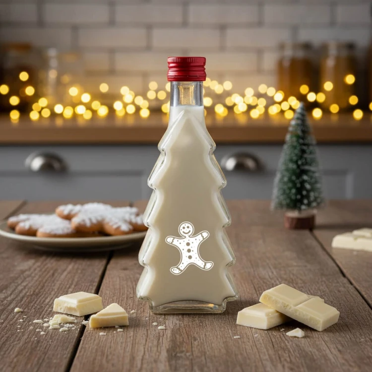 szklana butelka swiateczna chopmik 500ml z nadrukiem bimberek prezent