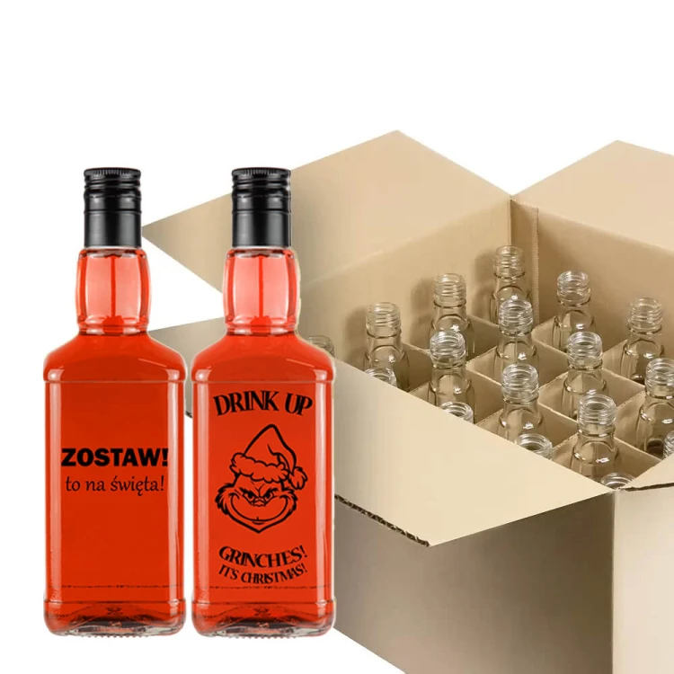 butelka na whisky daniels z nadrukiem swiateczna bimberek w kratownicy