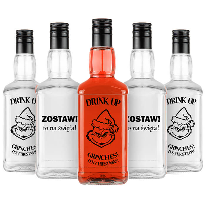 szklana butelka na whisky daniels z nadrukiem swiateczna bimberek hurtownia