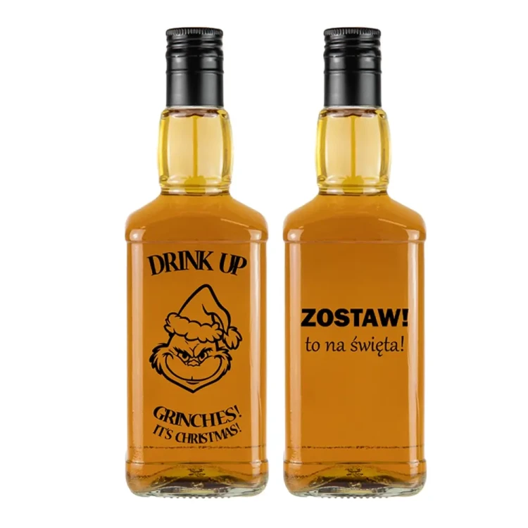 butelka na whisky daniels z nadrukiem na swieta bimberek