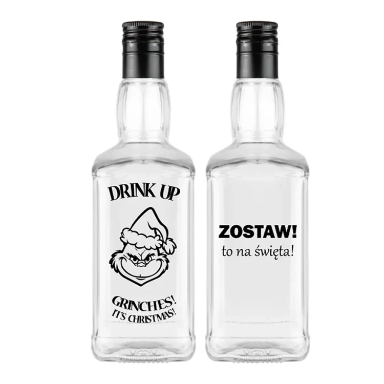 ozdobna butelka na whisky daniels z nadrukiem na swieta bimberek
