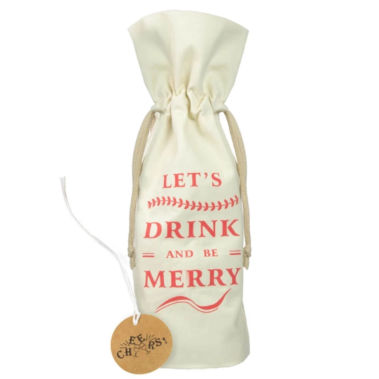 piekny Swiateczny worek lniany na prezent butelke bimberek