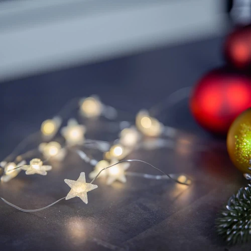 bialy Lancuch swietlny led gwiazdki bimberek