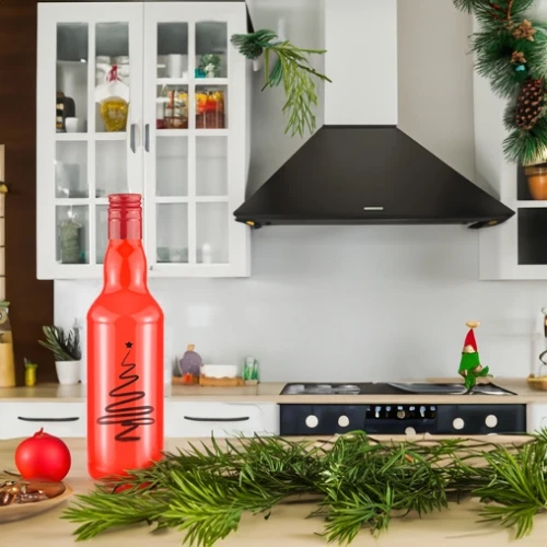 zabawna butelka monopol ze swiatecznym nadrukiem choinka bimberek