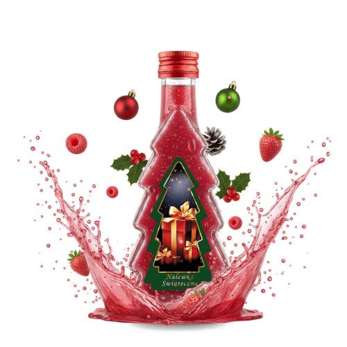 piekna butelka choinka z etykieta bimberek