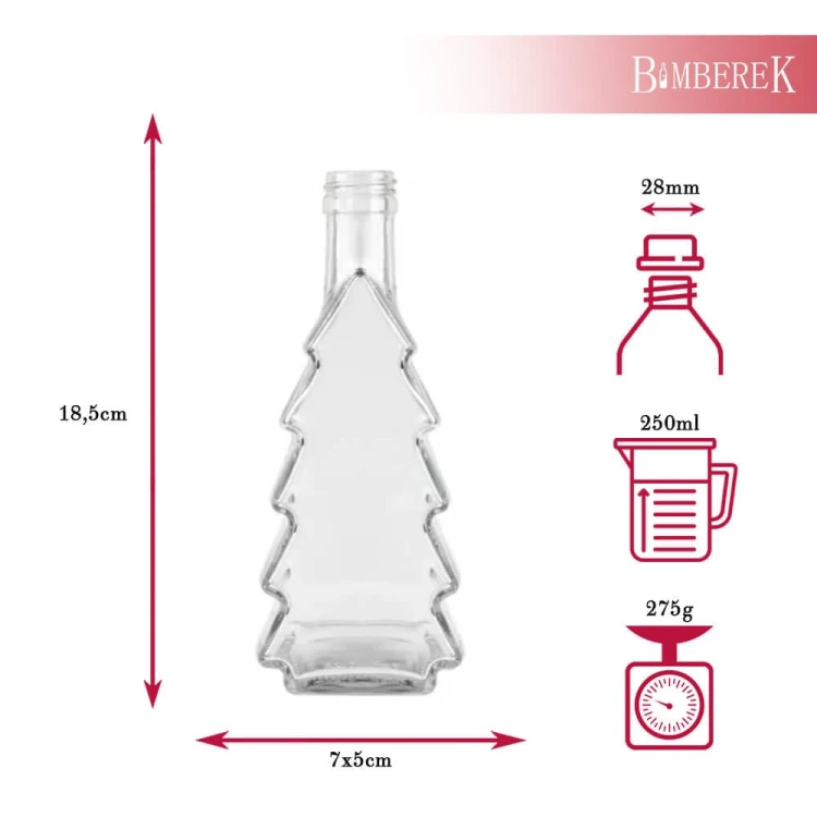 butelka swiateczna choinka 250ml bimberek wymiary