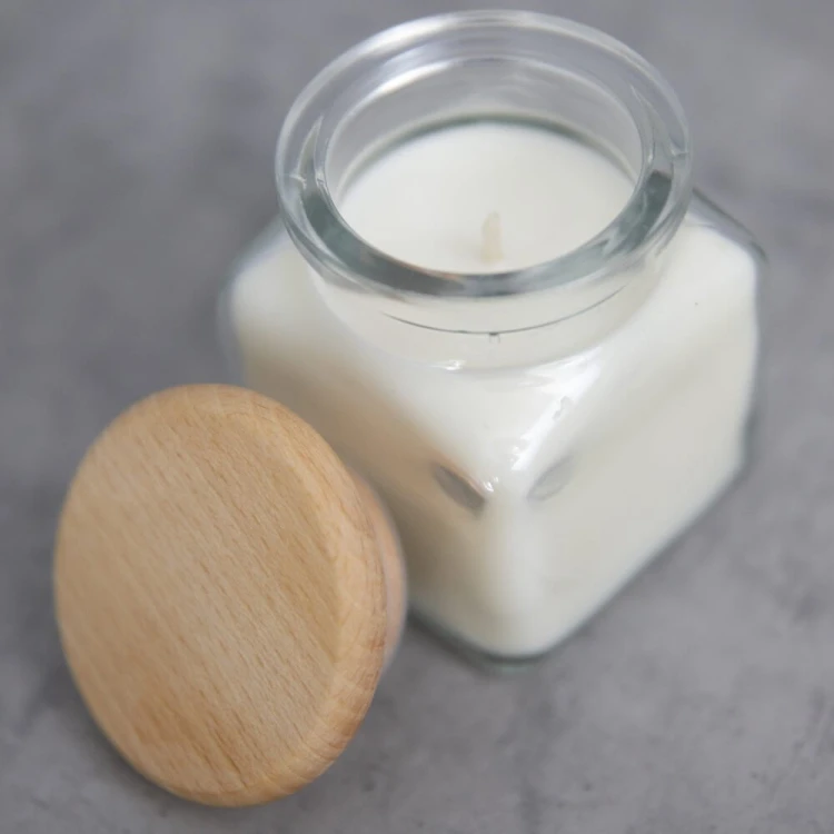 Sloik 120ml na swiece z drewniana pokrywa bimberek