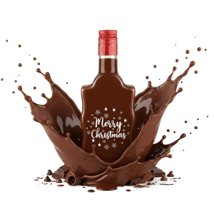 swiateczna butelkaz nadrukiem fala 500ml likier czekolada