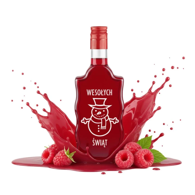 swiateczna butelkaz nadrukiem fala 500ml likier malinowy