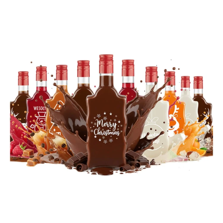 swiateczna butelkaz nadrukiem fala 500ml likier duzy zestaw hurt