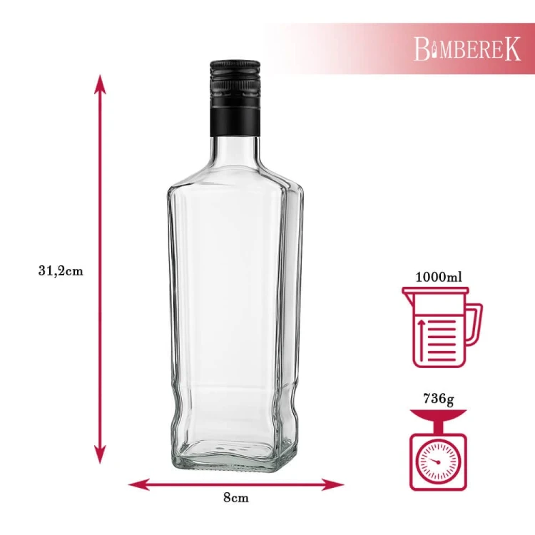 szklana Butelka 1L na whisky Jack Walker Bimberek wymiary