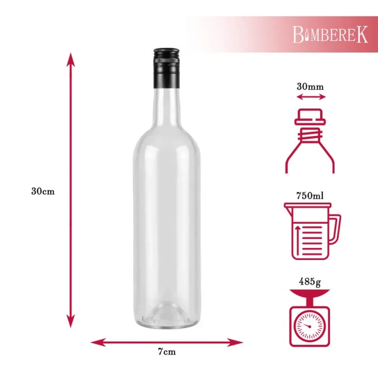 Butelka bordeaix winoo na zakretke czarna bezbarwna bimberek wymiary