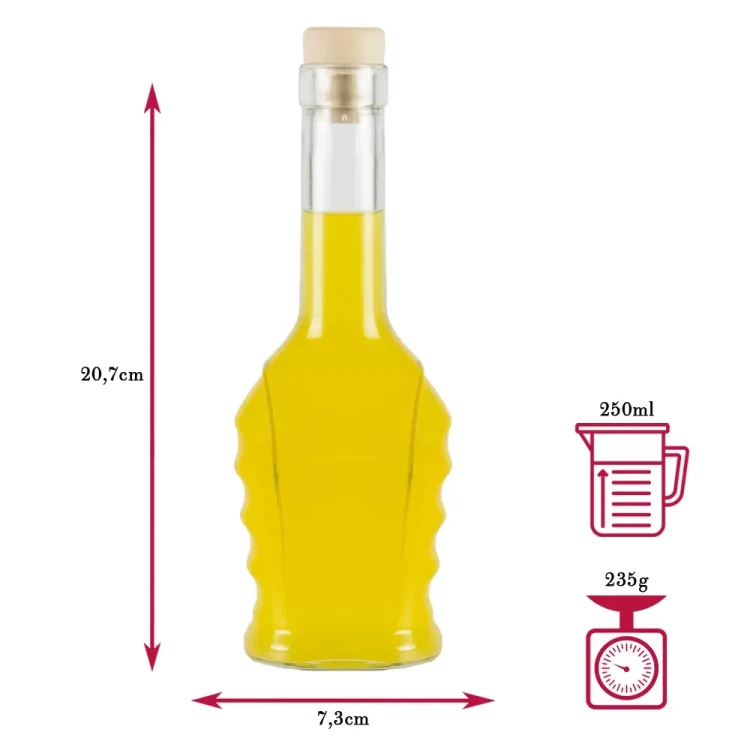 Ozdobna butelka Petri 250ml Bimberek wymiary