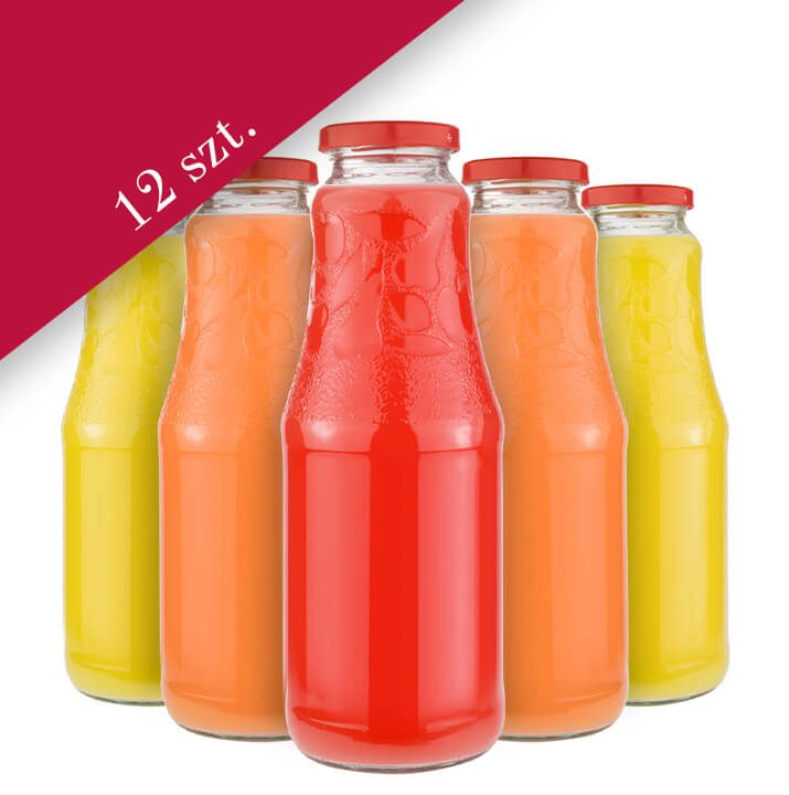 Butelka ozdobna na soki 1l Bimberek zestaw 12 sztuk hurt