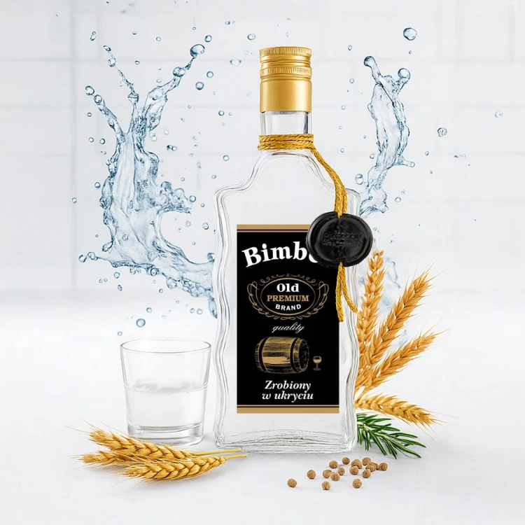 ozdobna Butelka na bimber zloty sznurek fala krecona 500ml bimberek