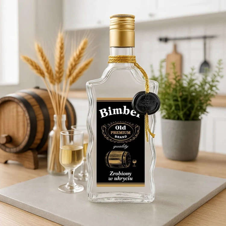 Butelka na bimber zloty sznurek fala krecona 500ml bimberek butelk