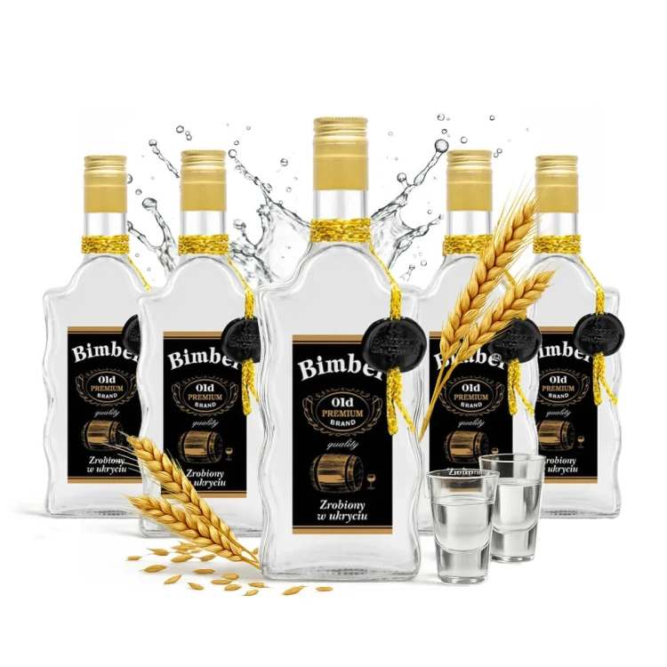 Butelka na bimber zloty sznurek fala krecona 500ml bimberek hurt