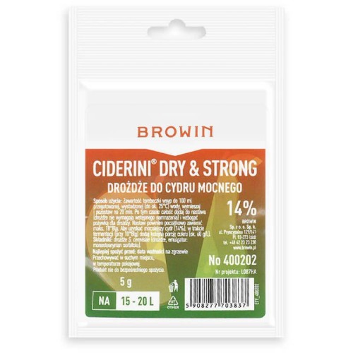 Drożdże od cydru mocnego ciderini dry and strong Browin Bimberek