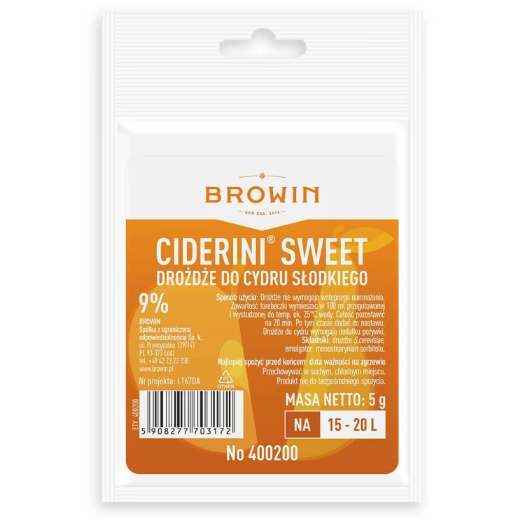 Drożdże do cydru słodkiego Browin Bimberek