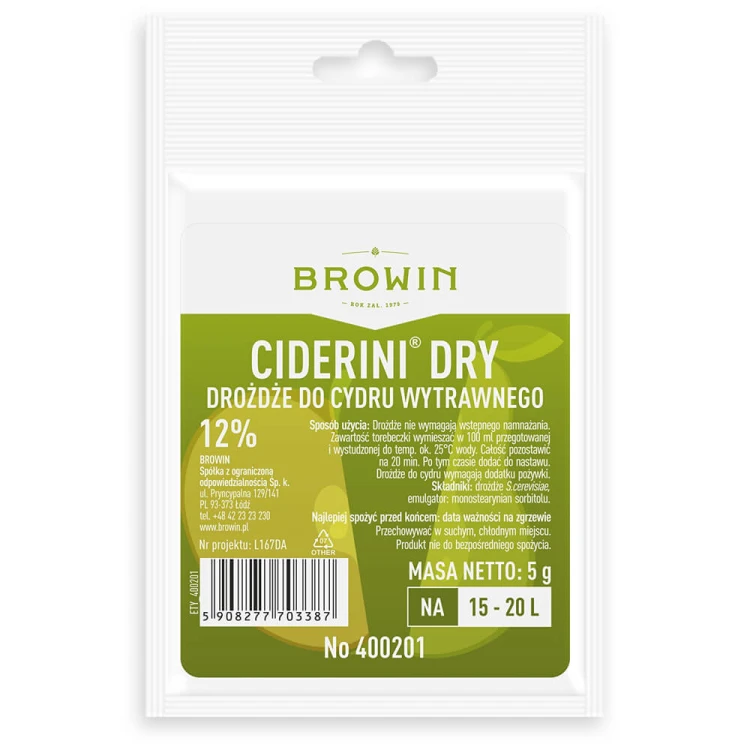 Drożdże od cydru wytrawnego Ciderini dry browin Bimberek