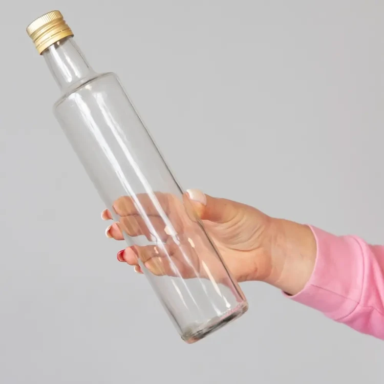 ozdobna szklana Bezbarwna butelka na oliwe olej Dorica 500ml Bimberek