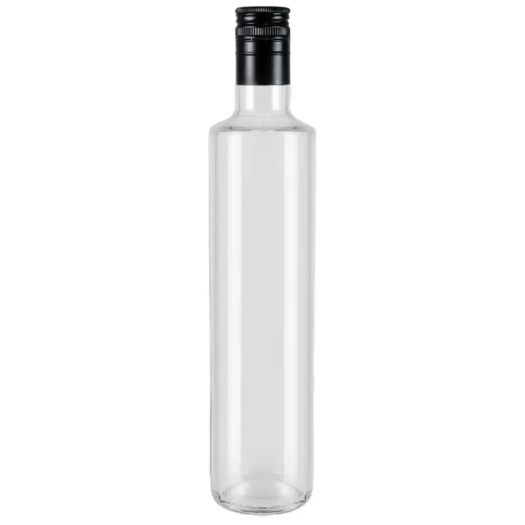 Bezbarwna butelka na oliwe olej Dorica 500ml Bimberek zakretka dluga czarna
