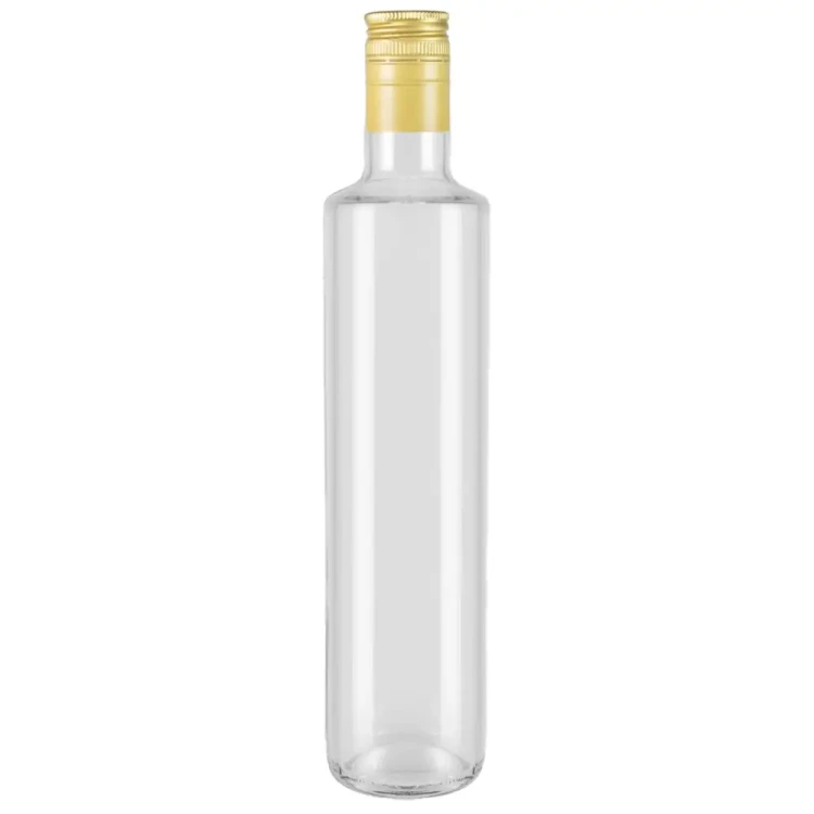 Bezbarwna butelka na oliwe olej Dorica 500ml Bimberek zakretka dluga zlota