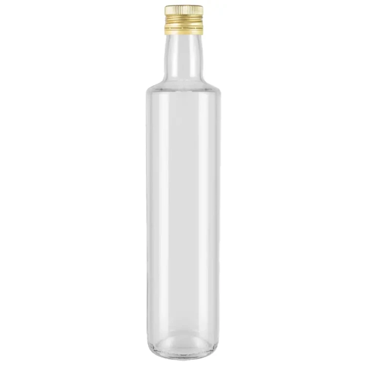 Bezbarwna butelka na oliwe olej Dorica 500ml Bimberek niekapek zloty