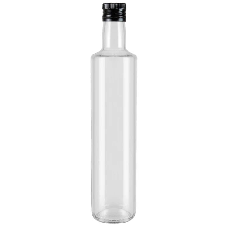 Bezbarwna butelka na oliwe olej Dorica 500ml Bimberek niekapek czarny
