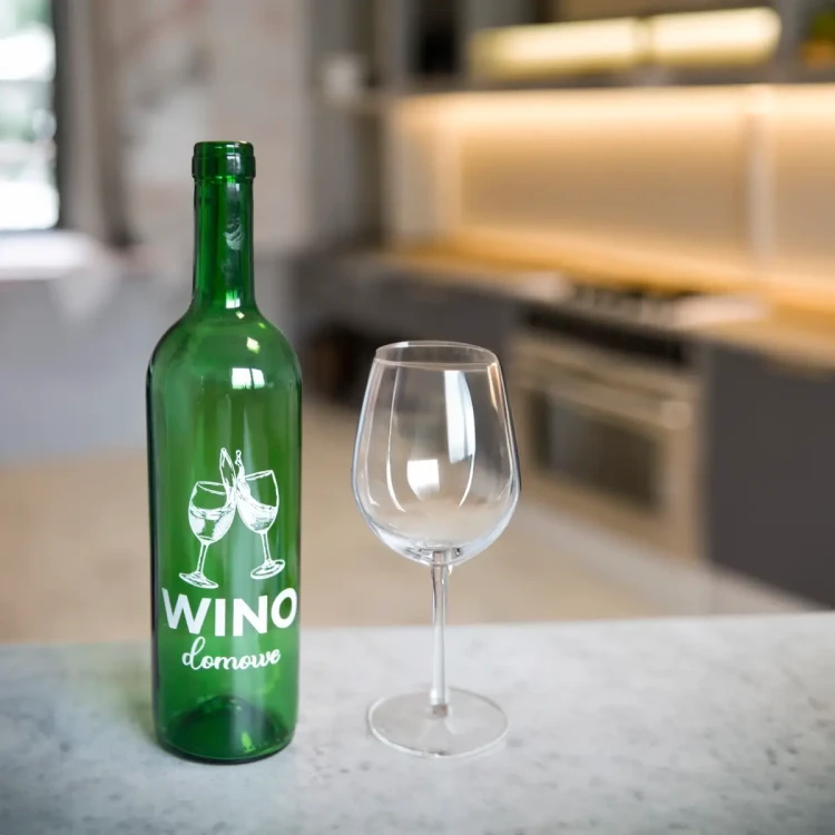 piekna Butelka na wino z nadrukiem Bordeaux 750ml Bimberek