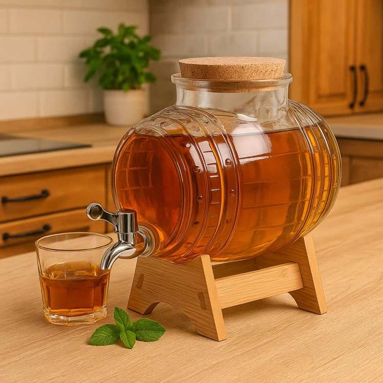 szklana beczulka 3L z szerokim korkiem bimberek whisky