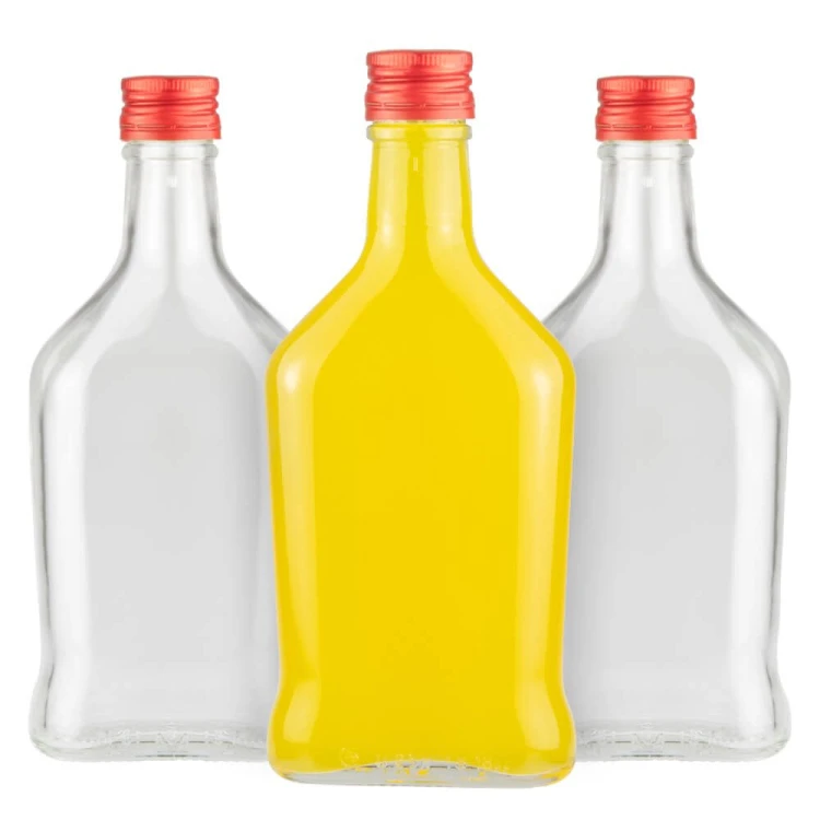 Szklana butelka piersiówka 250 ml Bimberek zestaw