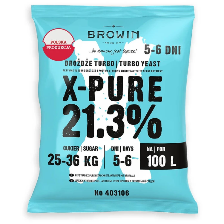 Drożdże browin x-pure na 100l Bimberek