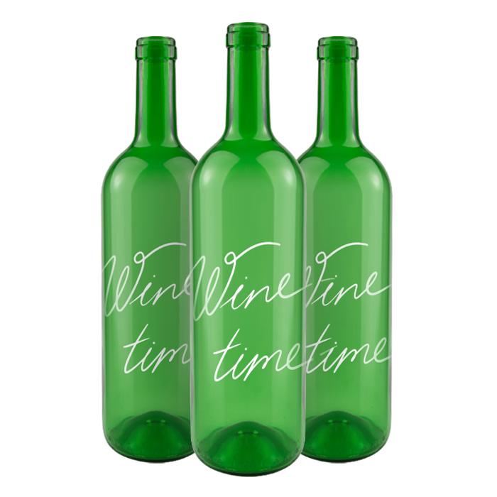 Butelka na wino nadruk wine time bimberek zielone