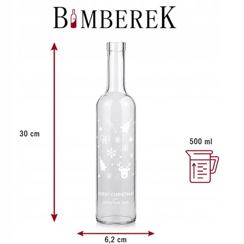 Butelka świąteczna Futura 500 ml z nadrukiem i korkiem LED