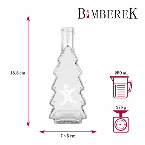 Butelka szklana Choinka 250 ml z nadrukiem piernikowego ludzika