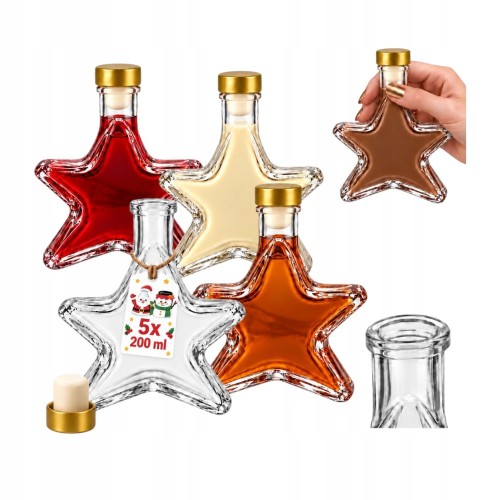 Butelki szklane Gwiazda 200 ml – zestaw 5 szt.