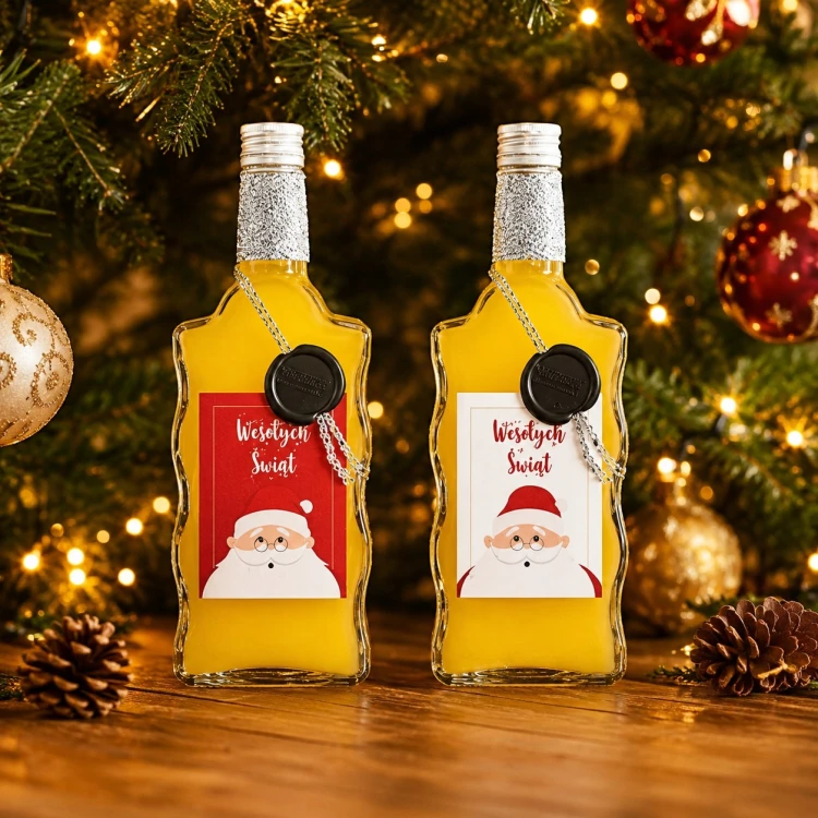 Butelka świąteczna Fala 500 ml zdobiona sznurkiem i lakiem