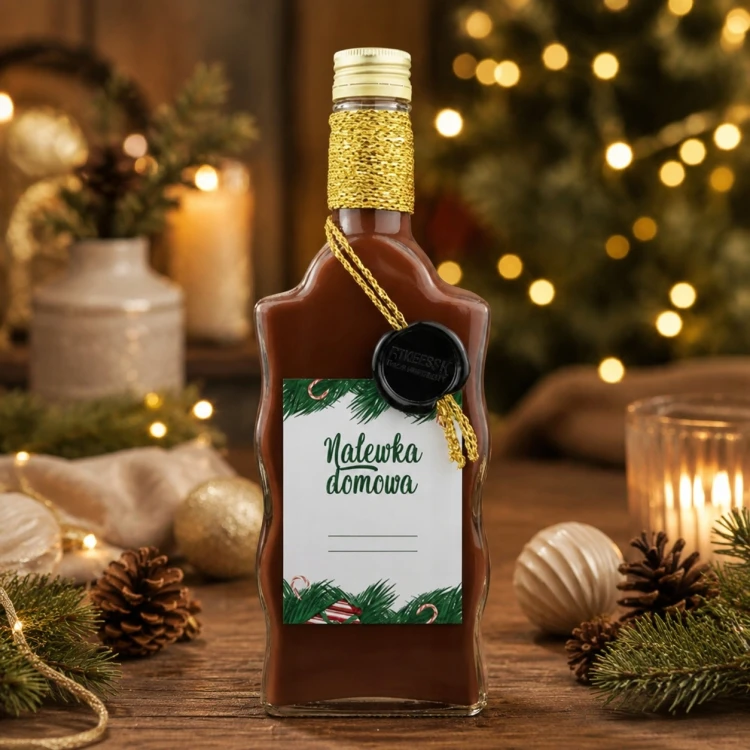 Butelka świąteczna Fala 500 ml zdobiona sznurkiem i lakiem